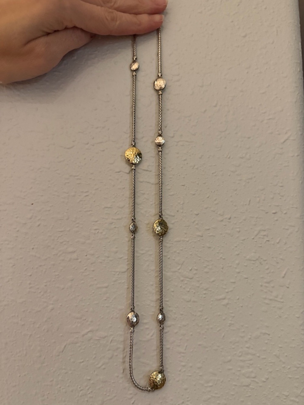 John Hardy 18k and silver Palu 9 station necklace 24”